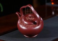 《梵華提梁》純手工高級工藝美術師宜興紫砂創新提梁壺紫泥泡茶壺套壺