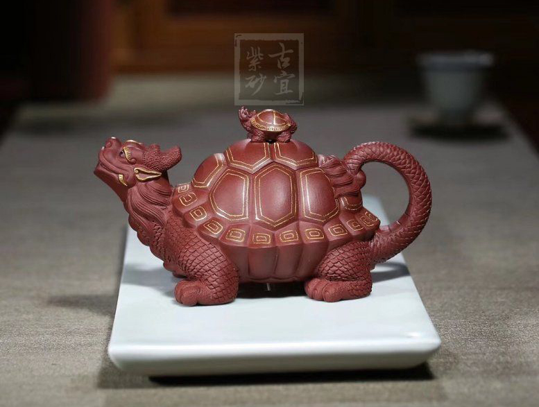 《金龜出?！芬伺d紫砂壺高級工藝美術師純手工底槽青創新壺茶壺紫砂茶具